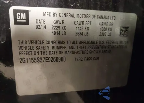 2014 Chevrolet Impala 2Lz из США, поврежденный, VIN 2G1155S37E9260900